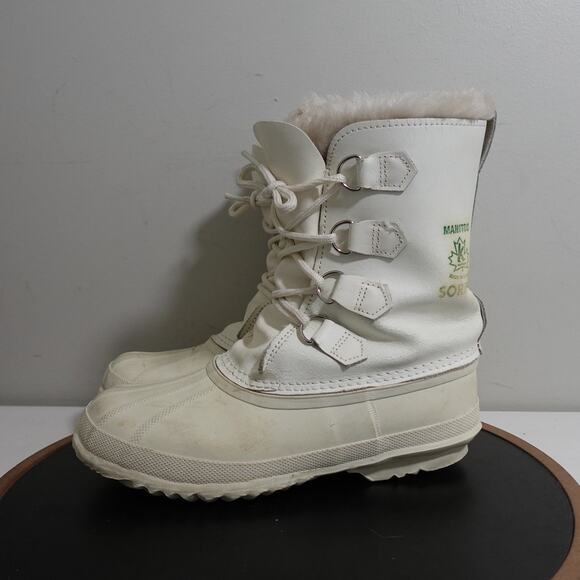 Sorel Manitou Boots Women Size 8‎ White Winter Snow Waterproof Wool Lined Canada - Picture 5 of 12